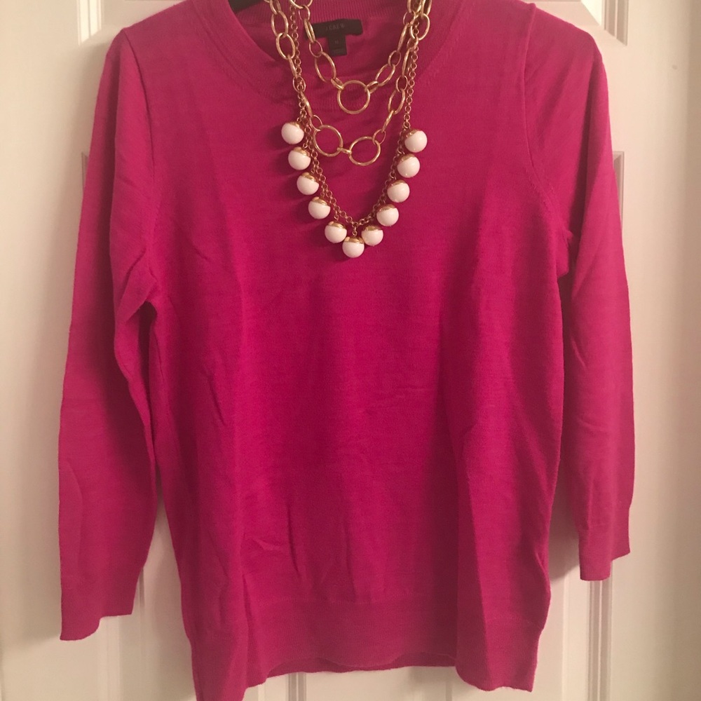JCrew Merano Wool Tippi Sweater - M - Fusia